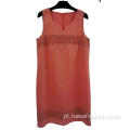 Vestido feminino vermelho vintage oco